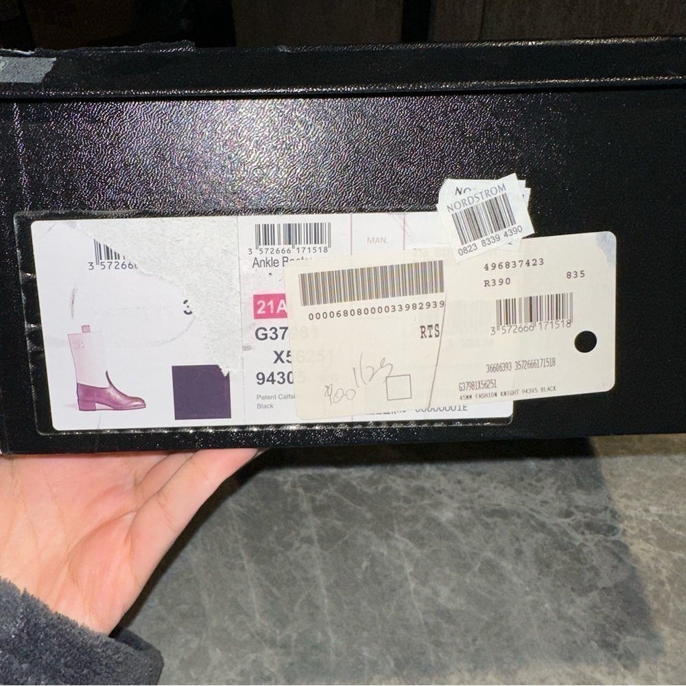 New Size 37.5 Chanel Patent CC Mid Calf Boots Black - Picture 10 of 11